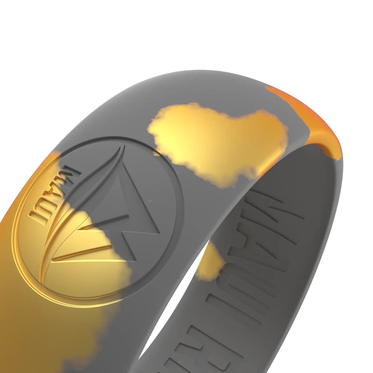 Maui rings details of contemporary grey and gold marble color silicone ring for sophisticated and refined events.