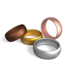 Details of adventure silicone ring men metal set of 4 rings for men colors bronze, gold, copper, silver.