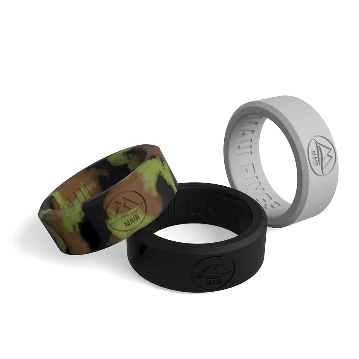 Details solid silicone ring men keepers set of 3 rings for men camo, black, white grey.