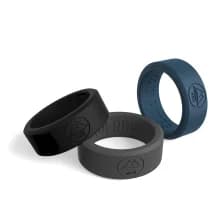 Details solid silicone ring men universal set of 3 rings for men black, grey, blue.