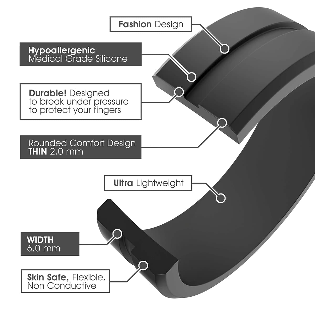 Durable and lightweight sport silicone ring - sweat-resistant with a secure fit, ideal for gym, outdoor, and athletic activities