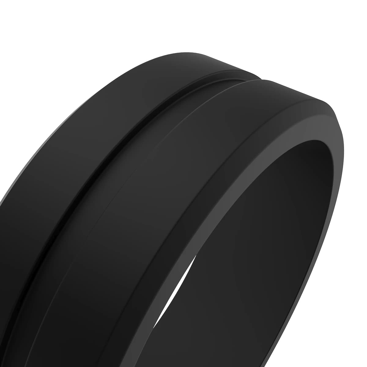 Details sport black silicone ring men comfortable to wear for playing sports, functional wedding rings for men.